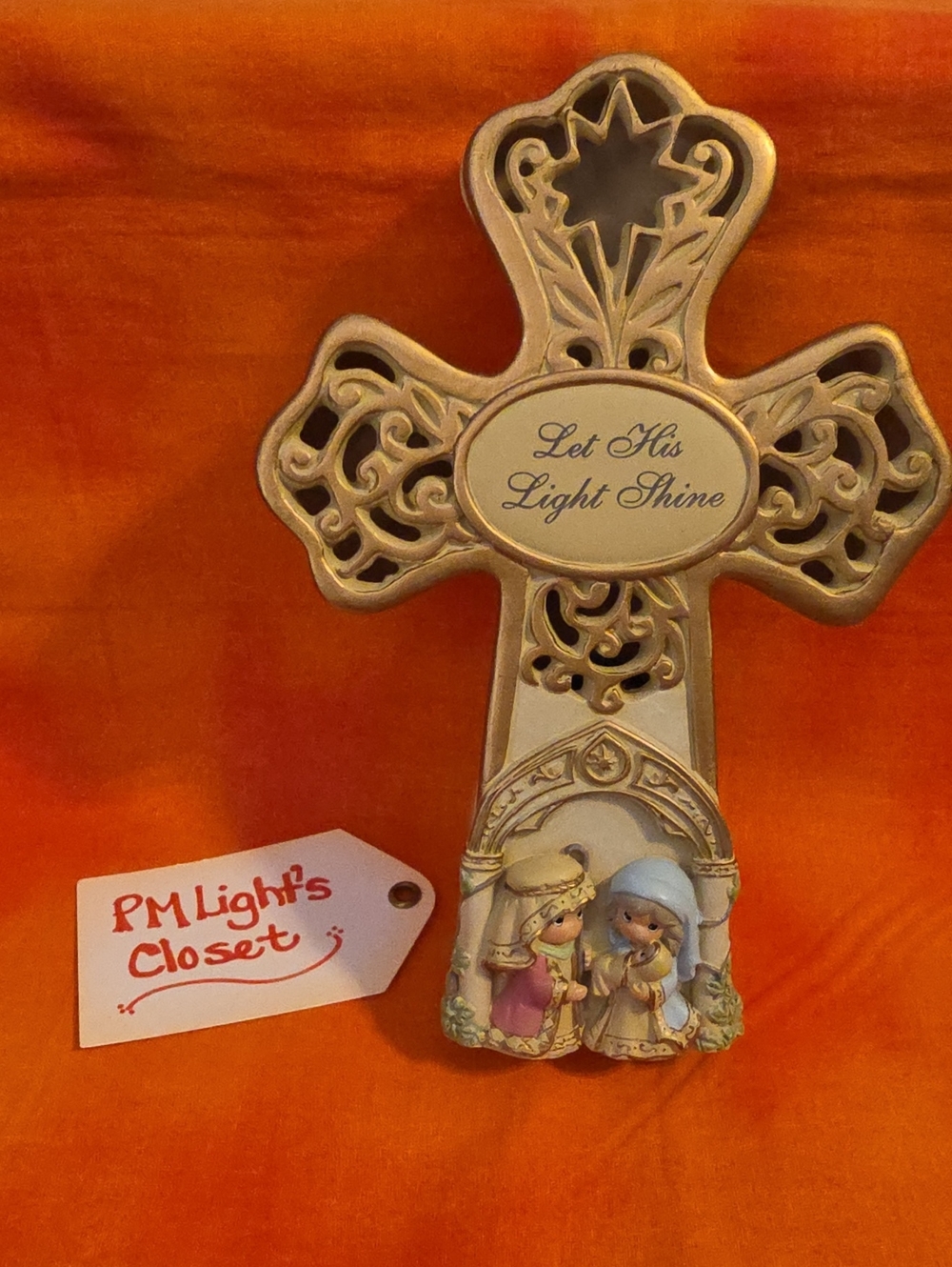 Let His Light Shine Decorative Cross Precious Moments Lighted Musical